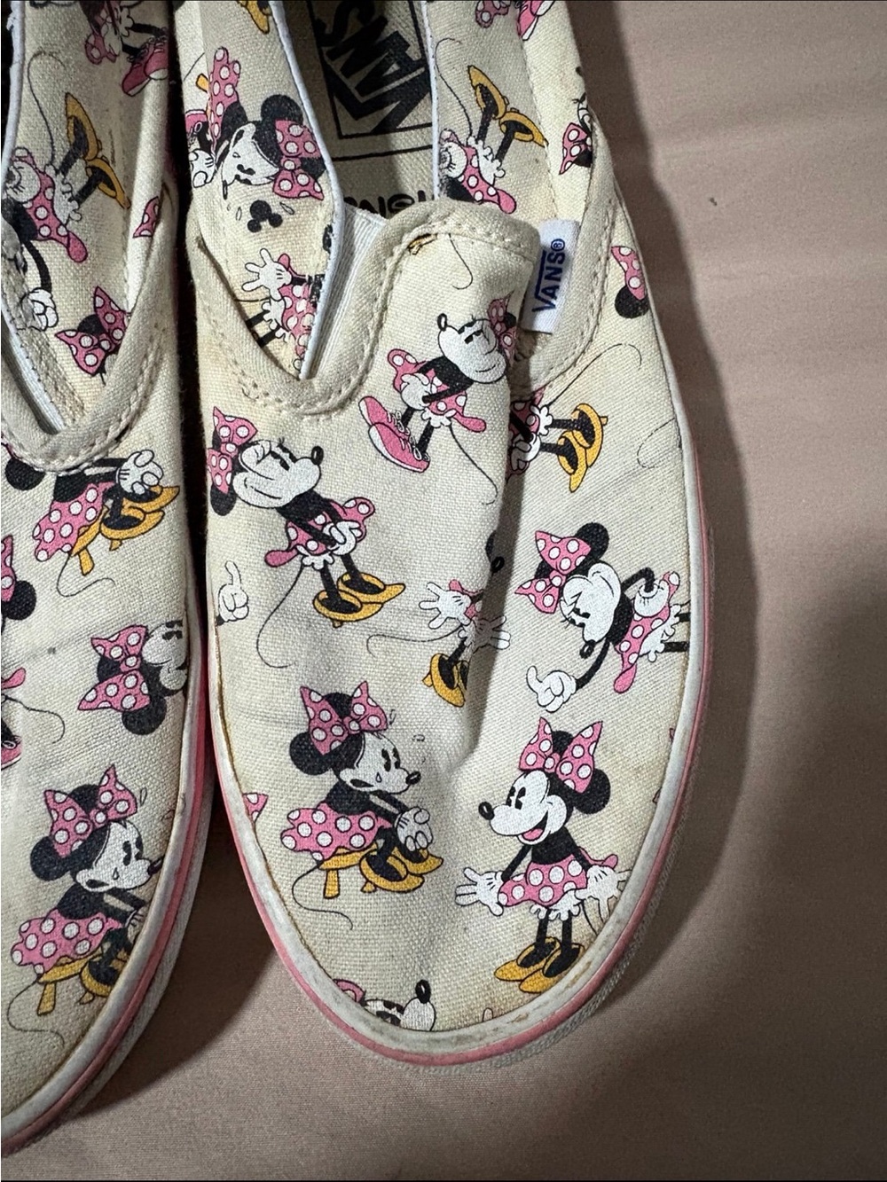 Vans Minnie Mouse Slip-On in Cream, Pink and Yellow